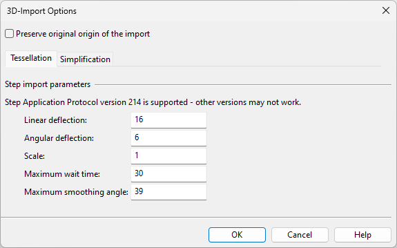 3D-Import Options dialog